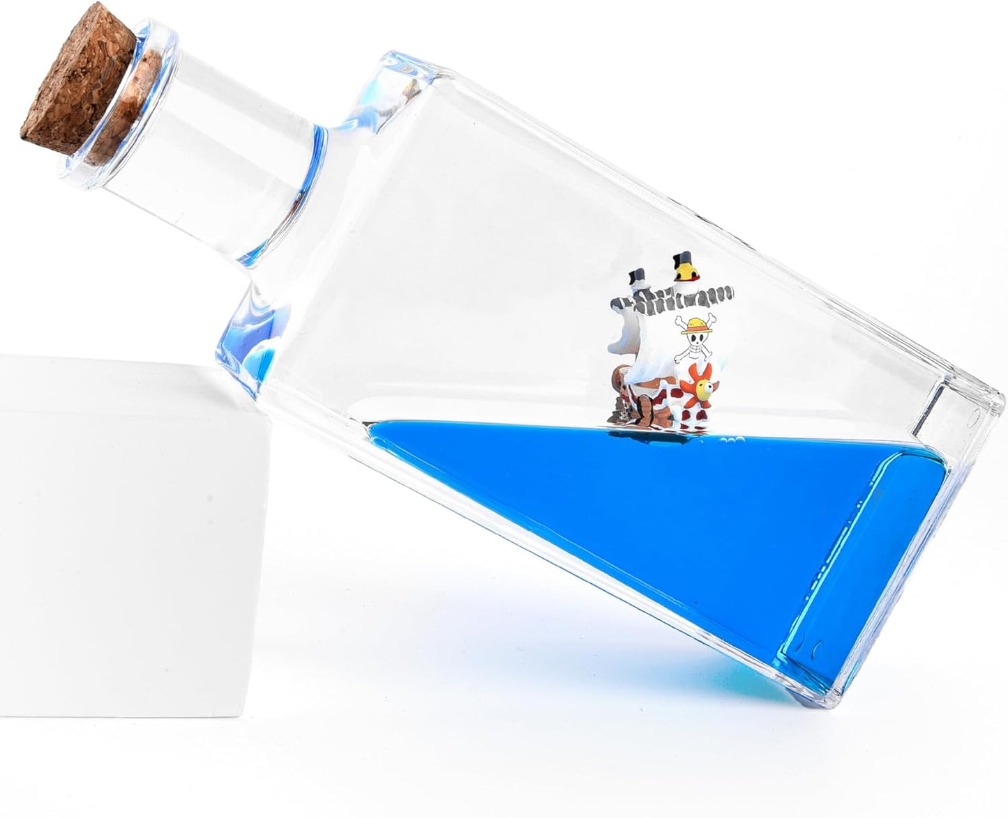 Unsinkable Pirate Ship In A Bottle, Liquid Wave Ship Model Showpiece For Car Dashboard Decor (One Piece Thousand Sunny Bottle)