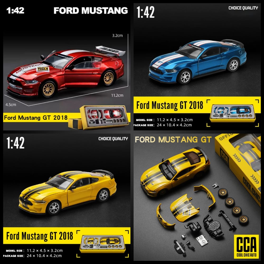 CCA 1:42 Ford Mustang Gt 2018 Diy Diecast Tuning car ( Random Colour )